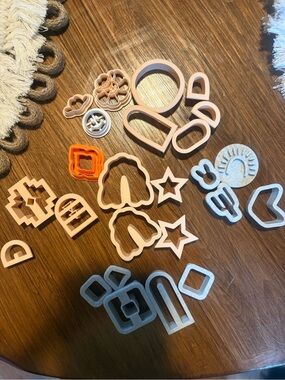 3D printed clay cutters - Pink, Orange, Gray